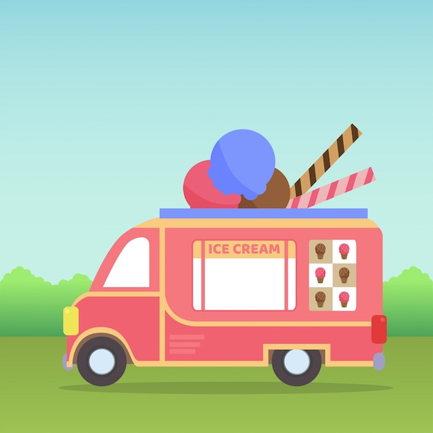 Premium Vector | Ice cream truck illustration