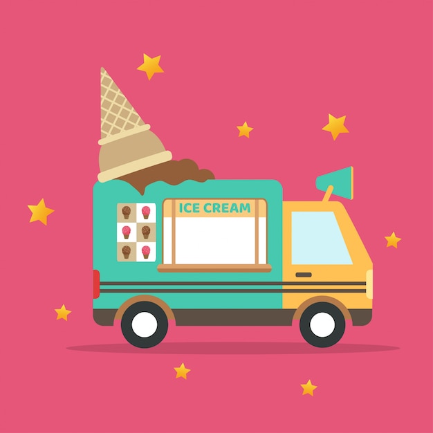 Premium Vector | Ice cream truck illustration