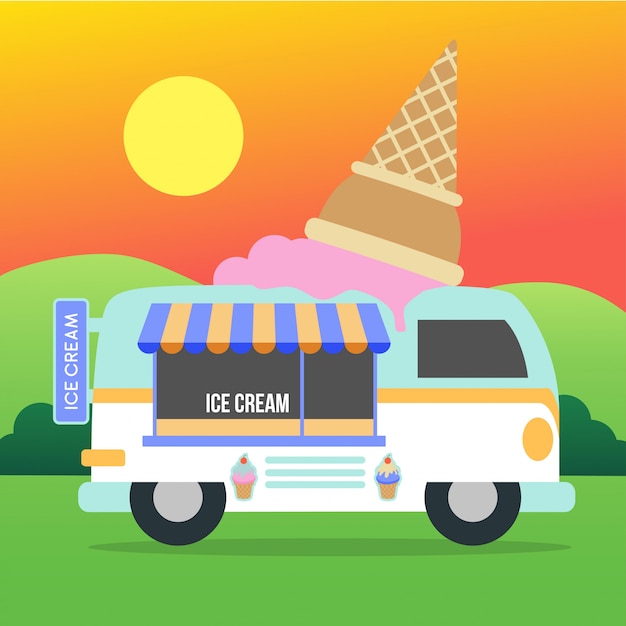 Premium Vector | Ice cream truck illustration