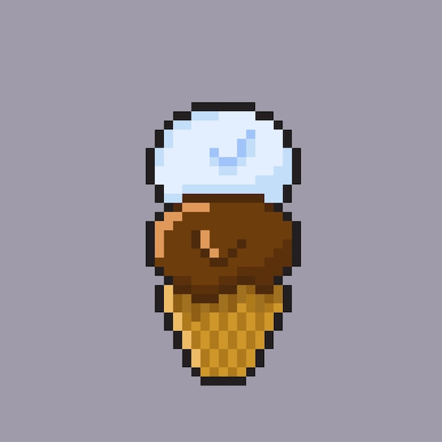 Premium Vector Ice Cream With Two Stack In Pixel Art Style