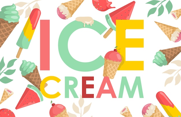 premium-vector-ice-cream-word-vector-flat-poster-design