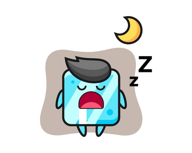 Premium Vector | Ice cube character illustration sleeping at night