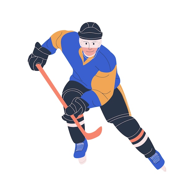 Premium Vector | Ice hockey adult male player as forward or defensemen