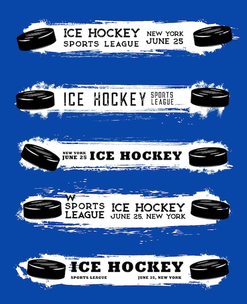 Premium Vector Ice hockey sport banners with grunge blobs and puck