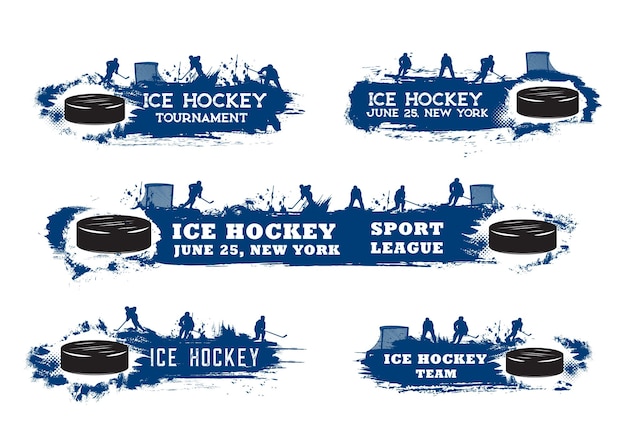 Premium Vector | Ice hockey sport grunge banners with players, vector ...