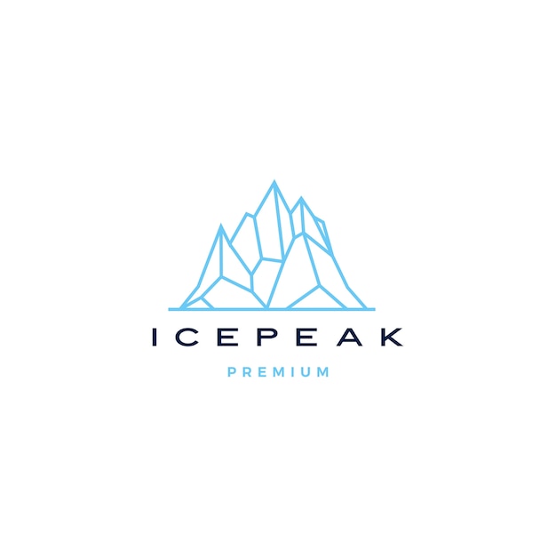 Premium Vector Ice Peak Mount Stone Mountain Adventure Icepeak Geometric Logo Line Art Outline