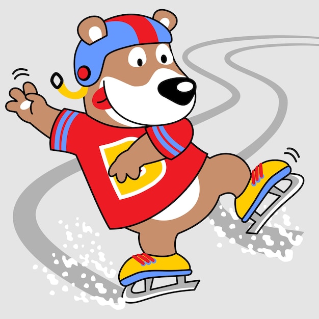 Premium Vector | Ice skating player, vector cartoon illustration