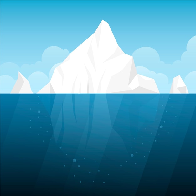氷山フラットデザインイラスト 無料のベクター