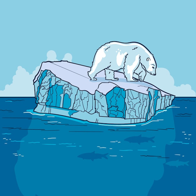 Free Vector Iceberg landscape hand drawn design
