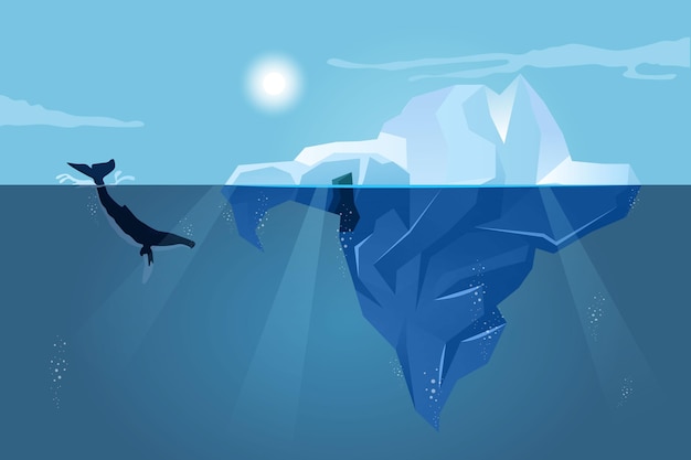 クジラと氷山の風景 無料のベクター