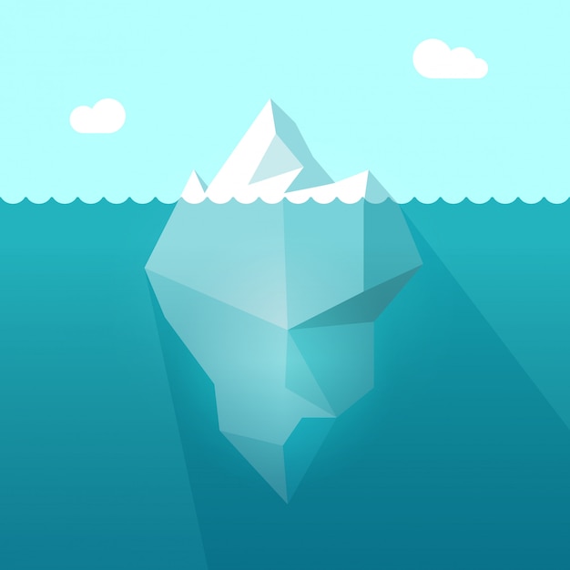 Premium Vector | Iceberg in ocean water with underwater part flat cartoon