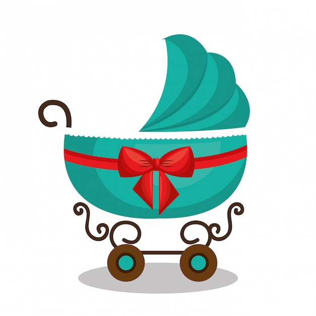 Download Icon baby carriage green design | Premium Vector