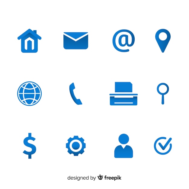 Icon Collection For Business Card Free Vector