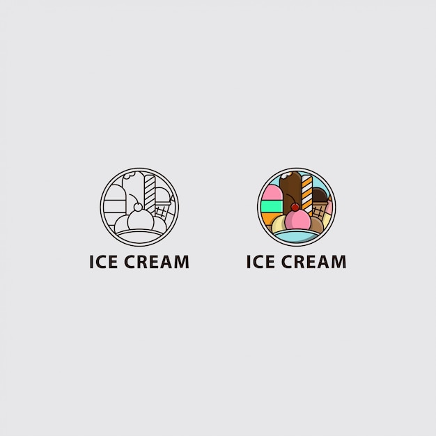 Icon logo of ice cream in the circle Vector | Premium Download