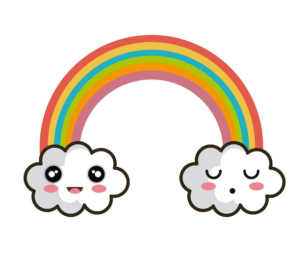 Premium Vector Icon Rainbow Cloud Faces Design