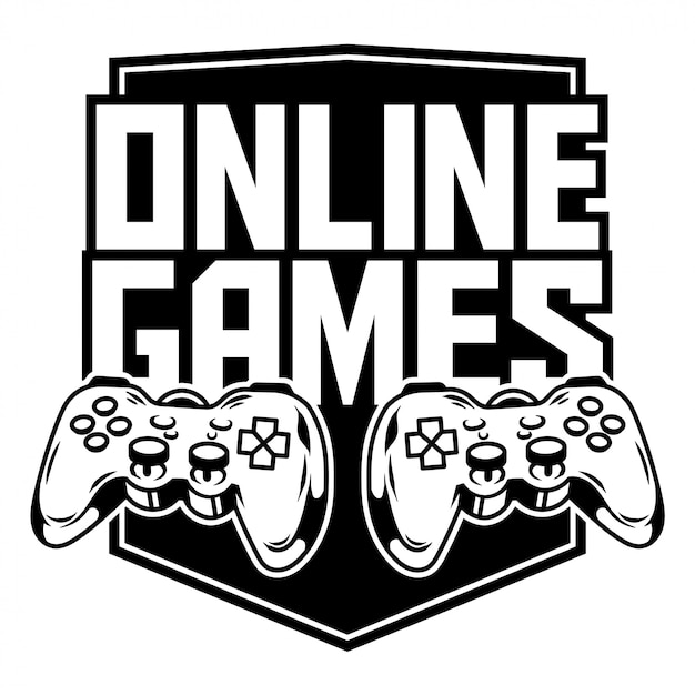 ゲーマーのためのアーケードビデオオンラインゲームをプレイし ゲームを制御するためのゲームパッドのアイコンスポーツロゴ プレミアムベクター