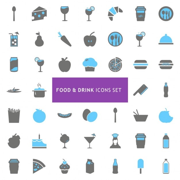 Icons set about food and drink
