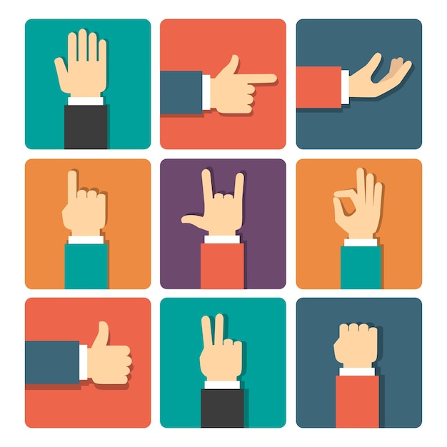 Free Vector Icons Set Of Hand Gestures Vector Illustration