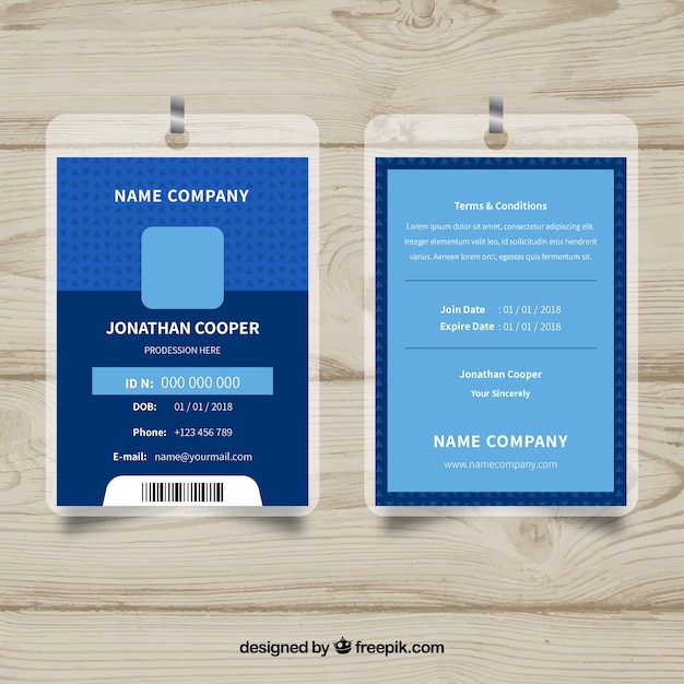 personal id card template free download