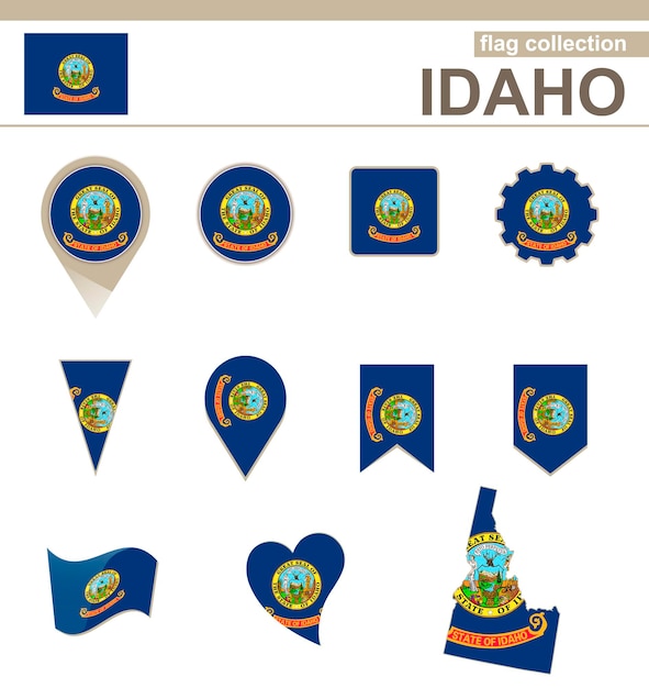 Premium Vector Idaho Flag Collection Usa State 12 Versions