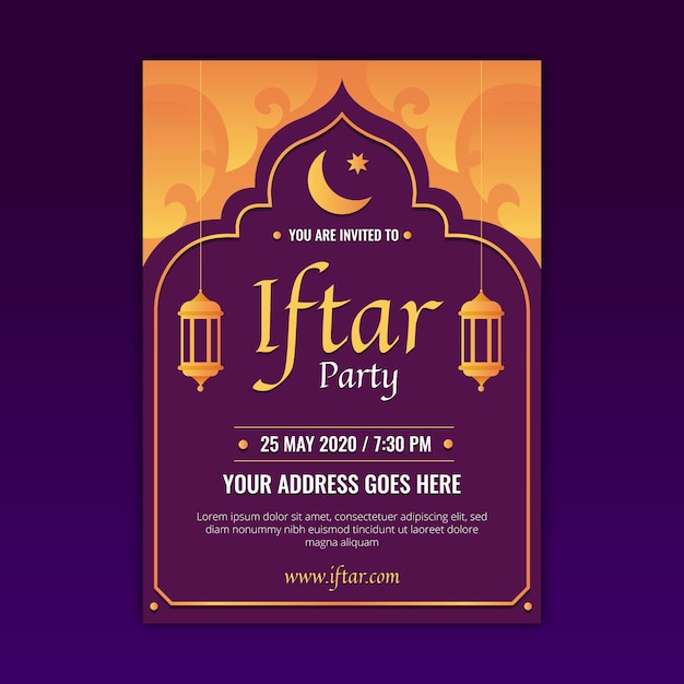 Free Vector Iftar invitation template concept