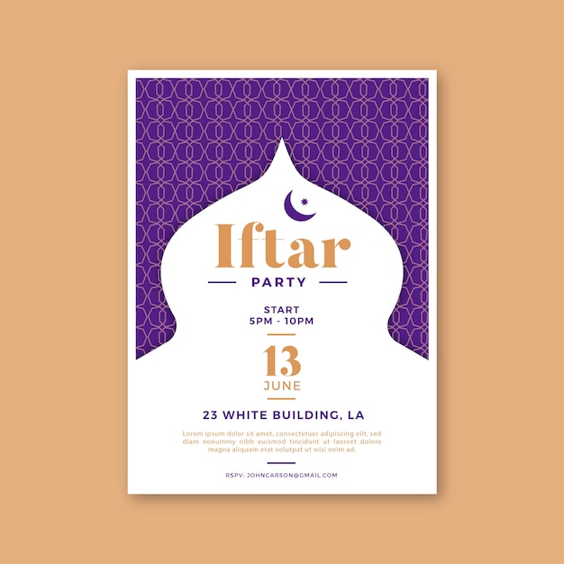 Free Vector Iftar invitation template in flat design