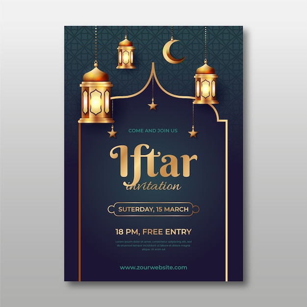 Premium Vector Iftar invitation with realistic image