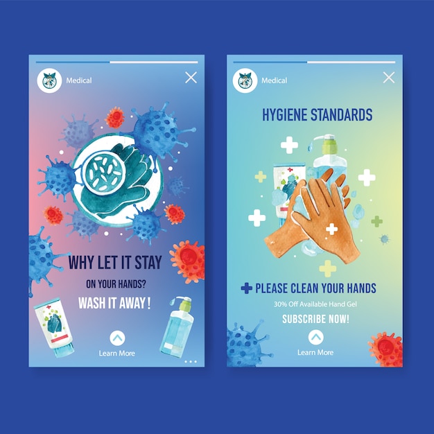 Ig stories ad with watercolor style of hygiene on ...