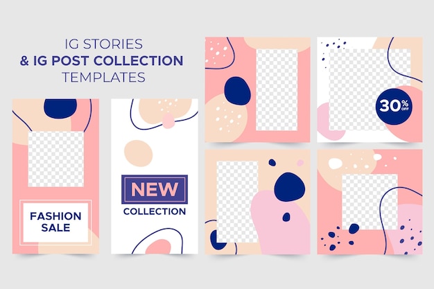 Free Vector | Ig stories + ig post collection templates