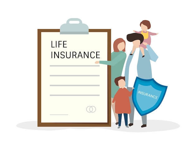 Download Free Vector | Illustartion of people with life insurance