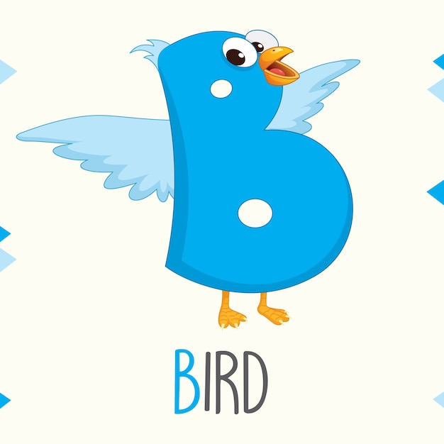 Premium Vector | Illustrated Alphabet Letter B And Bird