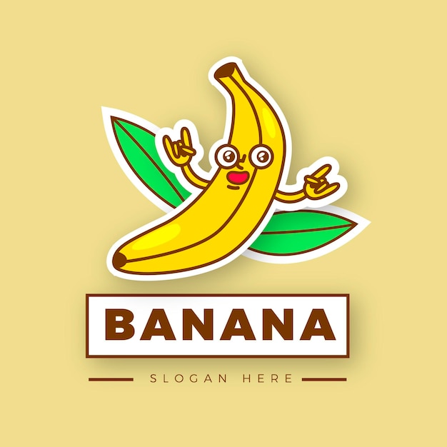イラストバナナキャラクターロゴ 無料のベクター