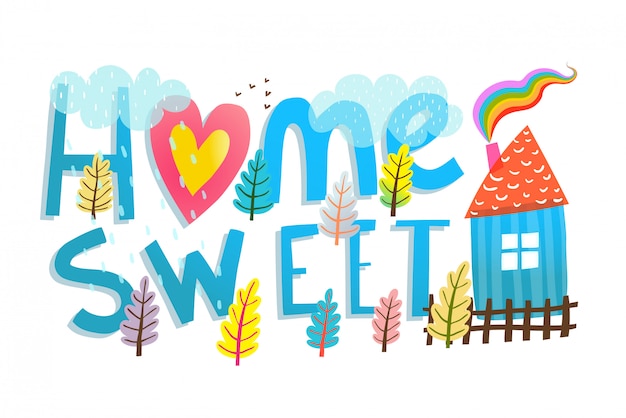 Download Illustrated cartoon kids sign home sweet home | Premium Vector