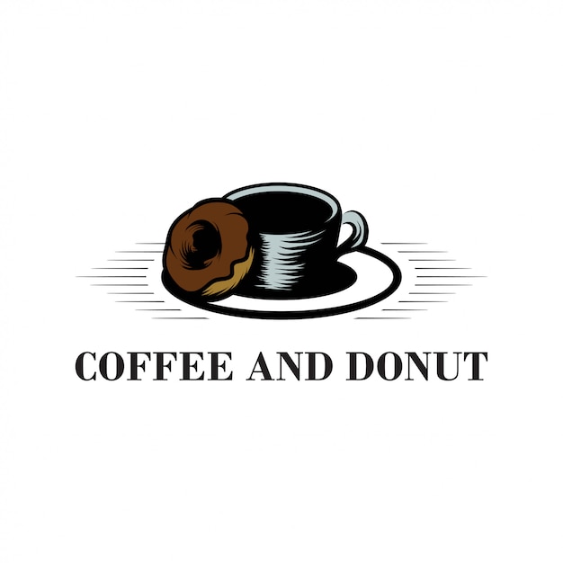 Illustrated Coffee And Donut Design Logo For Food And Beverage