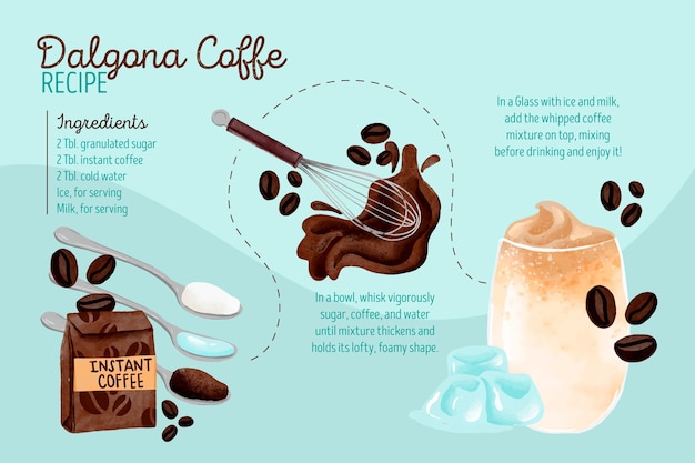 Free Vector Illustrated Dalgona Coffee Recipe