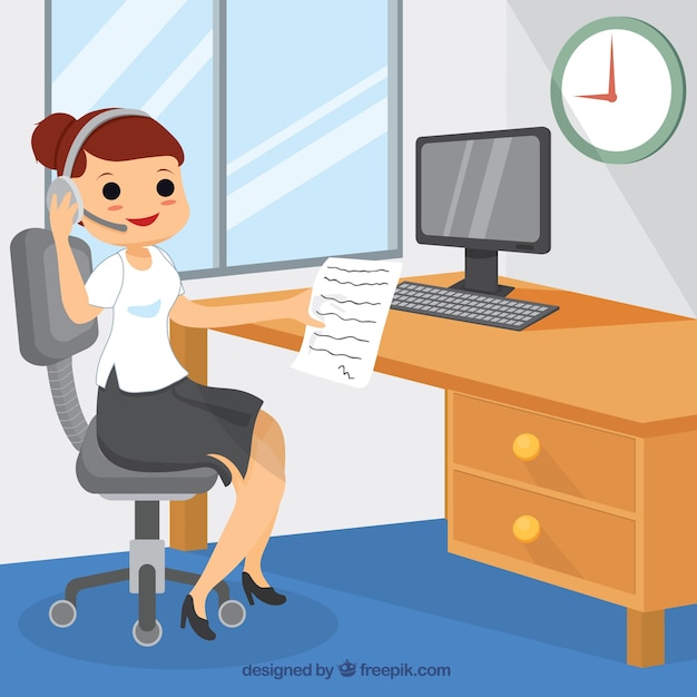 Illustrated female secretary Free Vector