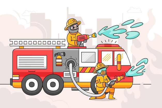 fireman putting out fire clipart png