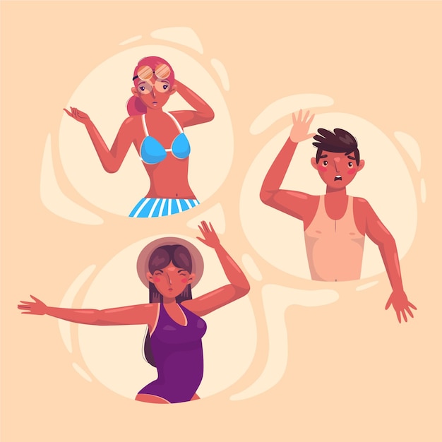 Free Vector Illustrated Flat People With A Sunburn