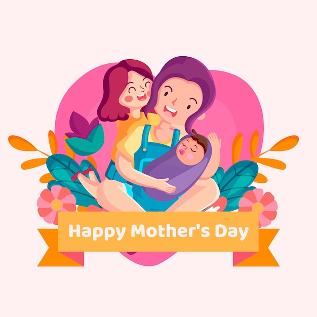 Free Vector Illustrated Mothers Day Celebration