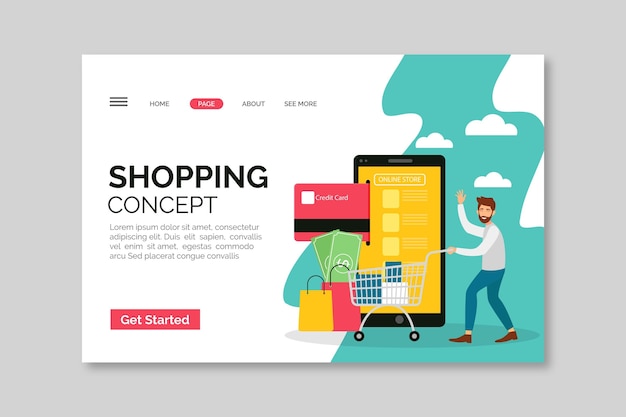 Premium Vector Landing Page Template Of Shopping Online Concept E