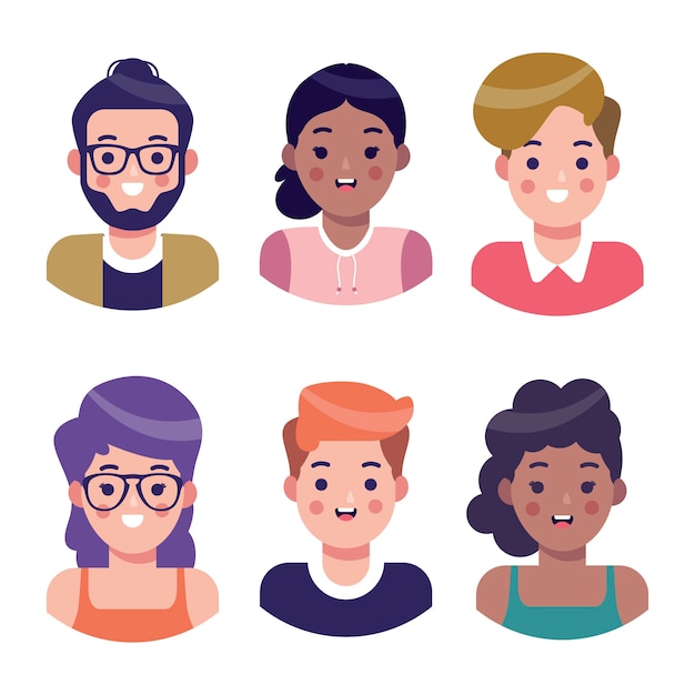 Illustrated people avatars set | Free Vector