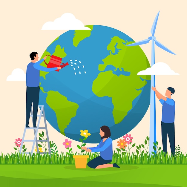 Illustrated save the planet concept | Free Vector