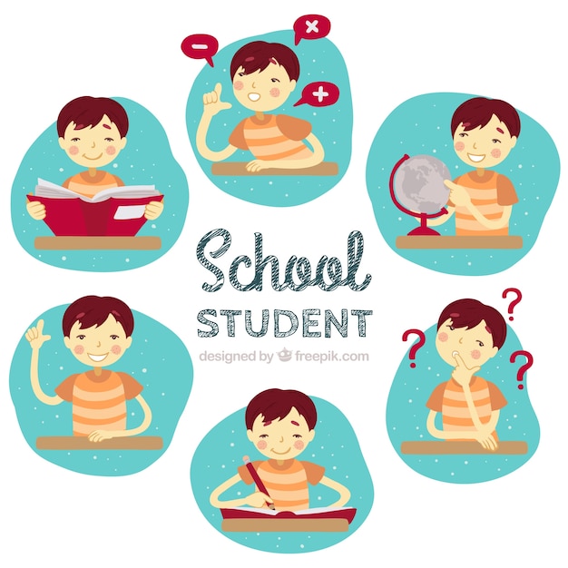 Download Free Vector | Illustrated school student