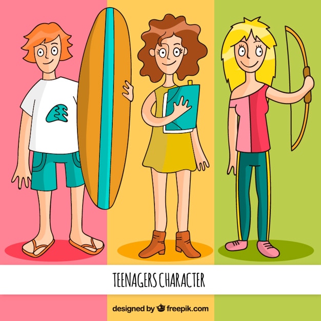 Illustrated teenager characters
