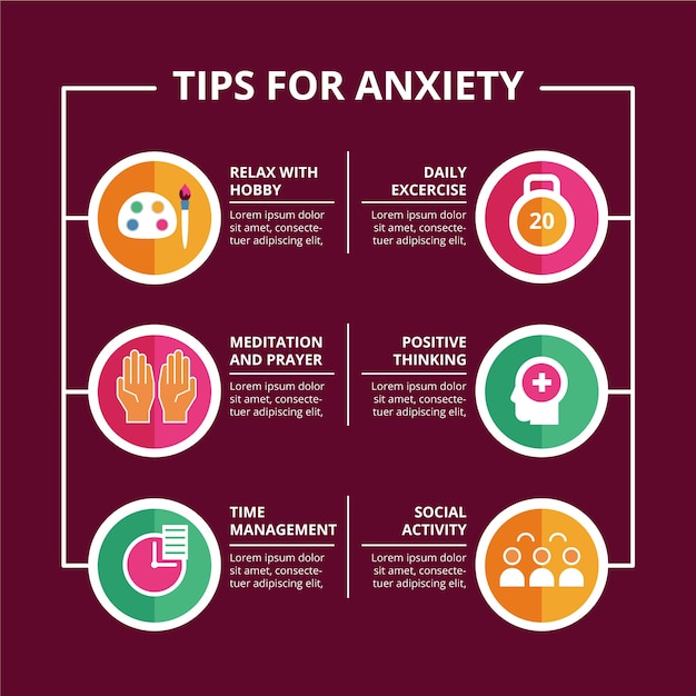 Illustrated Tips For Anxiety Infographic 