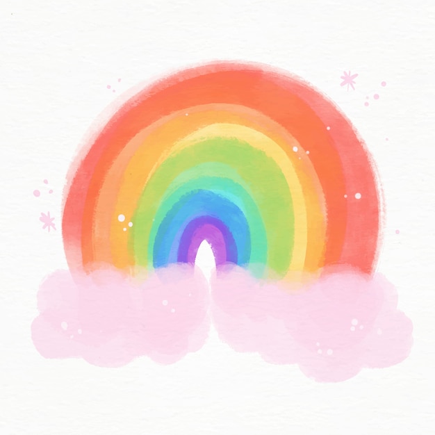 Download Illustrated vibrant watercolor rainbow | Free Vector