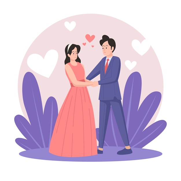 Illustrated wedding couple | Free Vector
