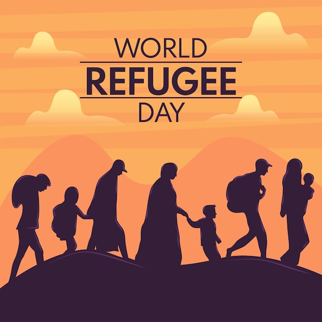 Illustrated world refugee day drawing theme | Free Vector