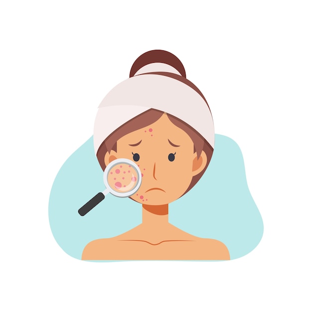 Premium Vector Illustration about acne skin problems concept. woman