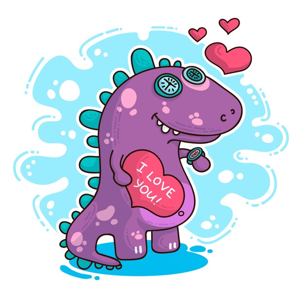 Illustration about dinosaur in love Premium Vector